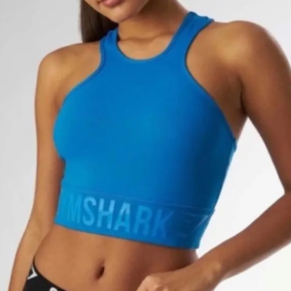 Gymshark Serene Blue Racerback Sports Bra Size Medium - Picture 1 of 8